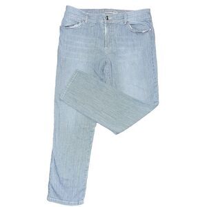 CHICO’S Platinum Denim Blue & White Striped Pant Size 1 (8-10)